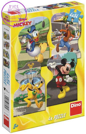 DINO Puzzle Mickey Mouse ve městě 4x54 dílků 13x19cm skládačka v krabici