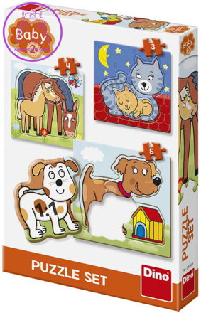 DINO Baby puzzle 12 dílků Zvířátka 18x18cm skládačka 3v1 velké dílky