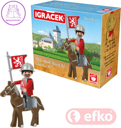 EFKO IGRÁČEK Karel IV. Karlštejn set s koněm a doplňky v krabičce STAVEBNICE