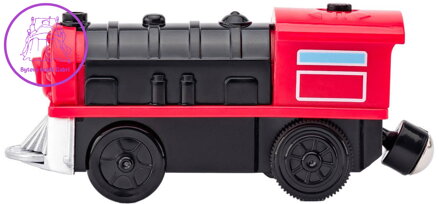 WOODY DŘEVO Mašinka červená elektrická zpětný chod na baterie Světlo