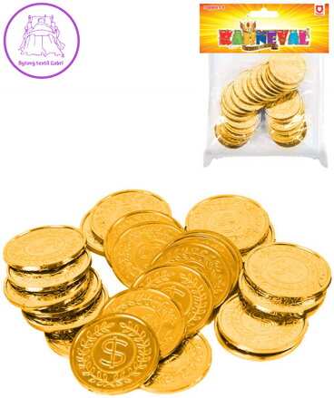 KARNEVAL Zlaté mince zlaťáky set 24ks v sáčku *KARNEVALOVÝ DOPLNĚK*