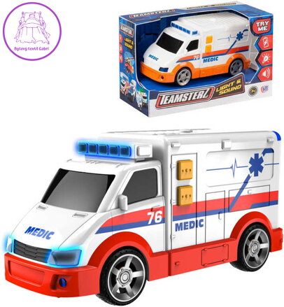 Teamsterz autíčko sanitka bílá ambulance 15cm na baterie Světlo Zvuk v krabici