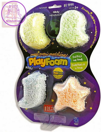 PlayFoam pěnová kuličková modelína set 4 barvy svítí ve tmě fosforeskuje