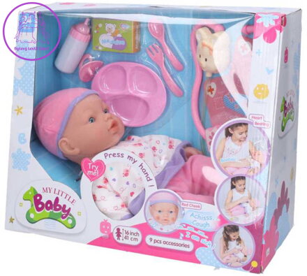 Panenka miminko nemocné 41cm set malý lékař na baterie Světlo Zvuk