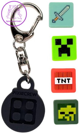 PIXIE CREW & MINECRAFT Klíčenka černá + 4 multipixely silikon