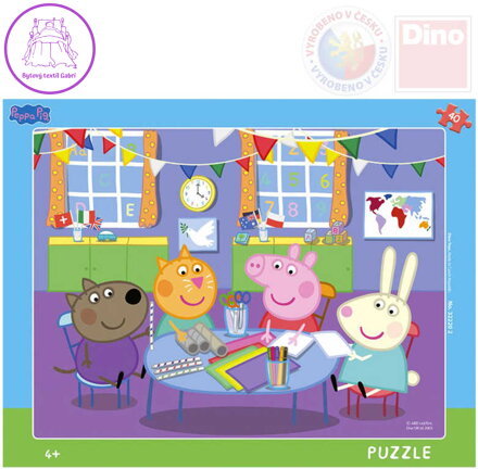 DINO Puzzle deskové Prasátko Peppa Pig ve školce 32x24cm skládačka 40 dílků