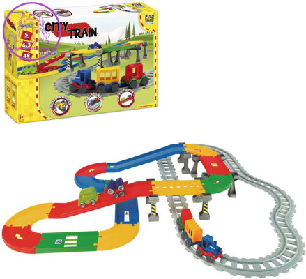 WADER Play Tracks baby set dráha s vláčkem a autíčky s doplňky 42ks plast