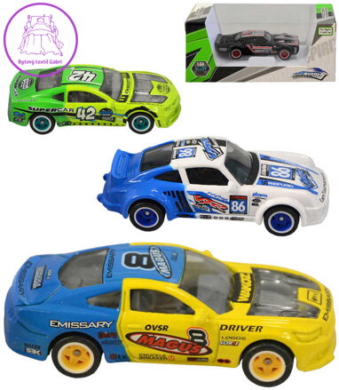 Auto sportovní závodní 7cm kovová závodnička 1:64 různé druhy