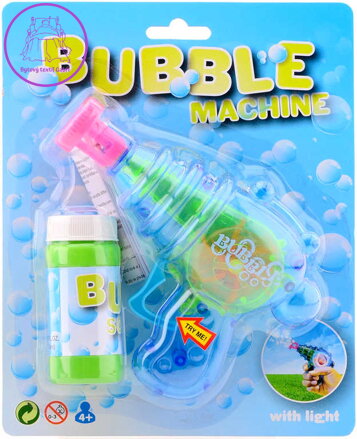 Pistole průhledná bublifuková svítící set s náplní na baterie Světlo