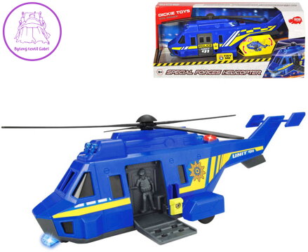 DICKIE Helikoptéra policie Special Forces modrá na baterie Světlo Zvuk