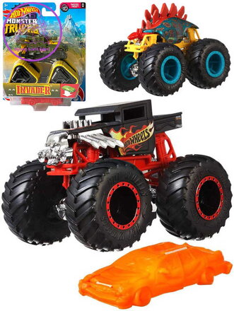 MATTEL HOT WHEELS Auto Monster Trucks Kaskadérské kousky set s vrakem kov