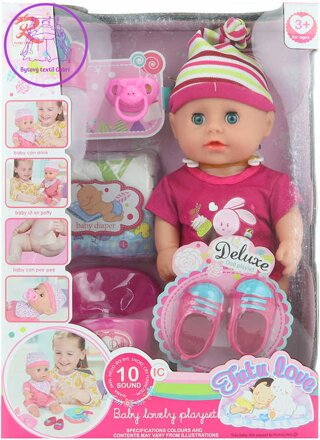 Panenka miminko 30cm pije čůrá set s plínkami a nočníkem na baterie Zvuk