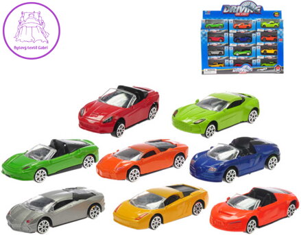 Auto sportovní kovové 1:64 model 7,5cm 8 druhů v krabičce