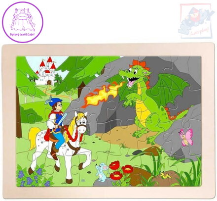 WOODY DŘEVO Puzzle v rámečku Princ Bajaja 24x17cm skládačka 24 dílků