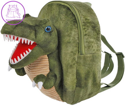 PLYŠ Batoh baby dětský na zip s dinosaurem 27cm 3D Eco Dinoworld