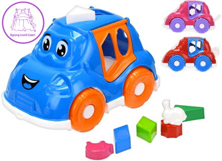 Baby autíčko set s vkládacími tvary různé barvy pro miminko plast