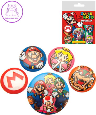 Odznaky kulaté Super Mario 2,5-4cm set 4ks