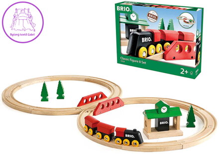 BRIO DŘEVO Baby vláčkodráha osmička Classic set s doplňky 22ks