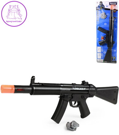 Samopal policejní dětská zbraň Policie set s odznakem na baterie Světlo Zvuk