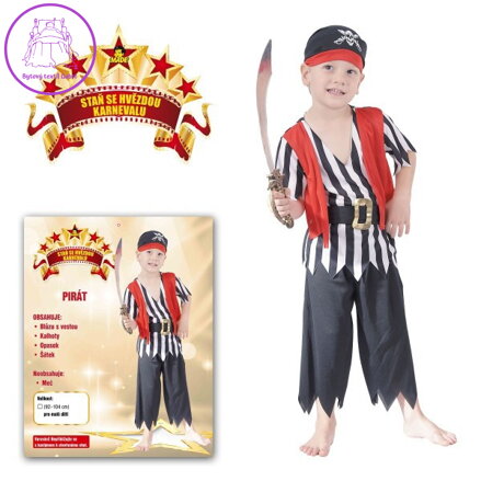 KARNEVAL Šaty PIRÁT vel. XS (92-104 cm) 3-4 let KOSTÝM