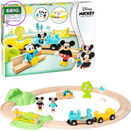 BRIO DŘEVO Vláčkodráha Myšáka Mickeyho set se 3 postavičkami