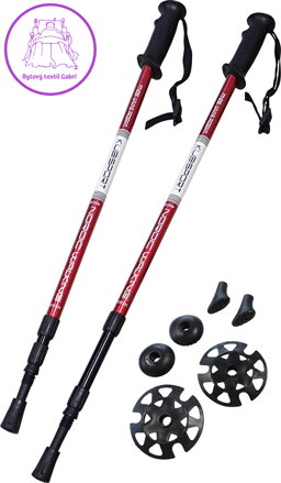 KUBISPORT Trekingové hole set 1 pár s příslušenstvím červené