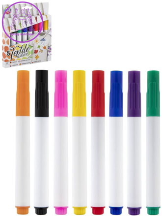 Fixy popisovače na textil voděodolné set 8 barev v krabičce