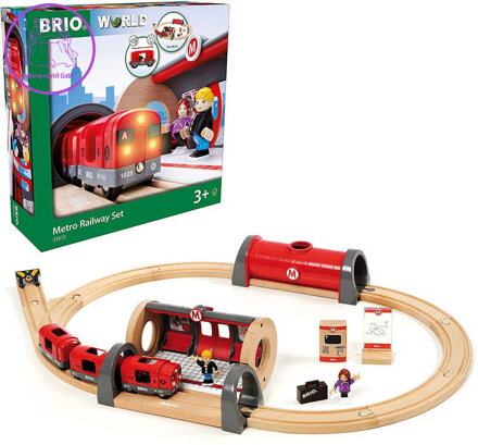 BRIO Železniční sada vláčkodráha se soupravou metra a nástupištěm na baterie