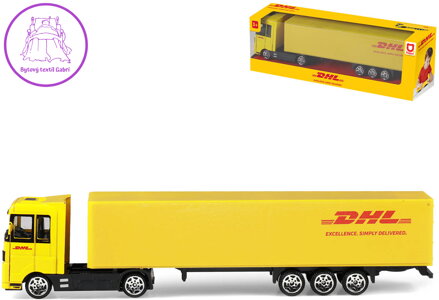 Auto kamion DHL Přeprava zásilek tahač kovový s návěsem volný chod