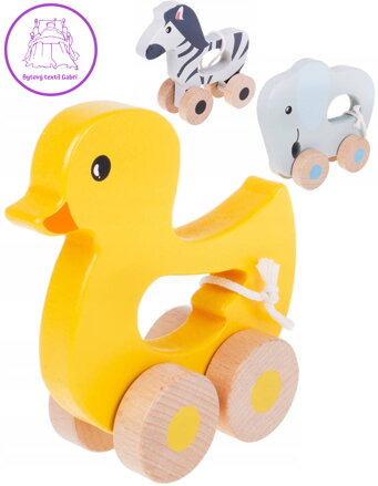 DŘEVO Zvířátko baby na kolečkách 3 druhy *DŘEVĚNÉ HRAČKY*