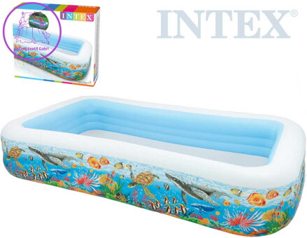 INTEX Bazén rodinný obdelník nafukovací 305x56x183cm mořský svět 58485