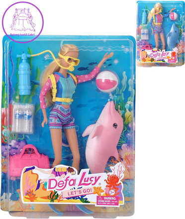 Panenka Defa Lucy potápěčka 29cm set s delfínem a doplňky 2 barvy
