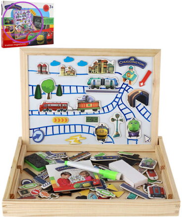 Tabule magnetická Chuggington set s magnety a křídami 2v1