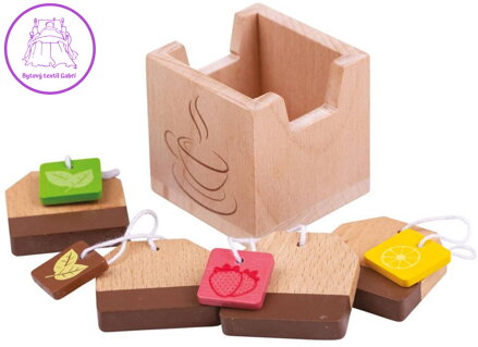 BIGJIGS TOYS DŘEVO Čajové sáčky 4ks s krabičkou *DŘEVĚNÉ HRAČKY*