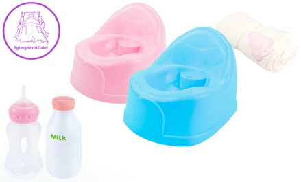 Kojenecký baby set nočník s dečkou a doplňky pro panenku miminko 2 barvy