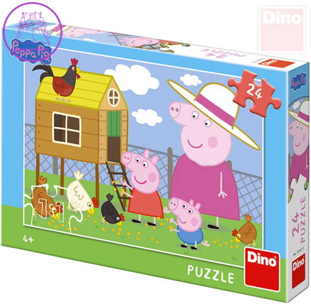 DINO Puzzle 24 dílků Peppa Pig Slepičky 26x18cm skládačka v krabici