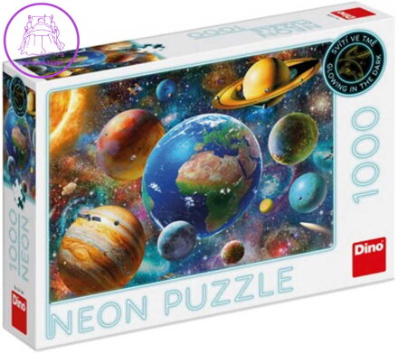 DINO Puzzle 1000 dílků Planety 66x47cm svítí ve tmě neon skládačka