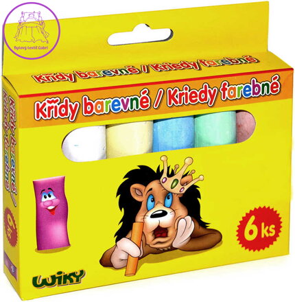 Barevné křídy dětské chodníkové set 6ks se lvem v krabičce