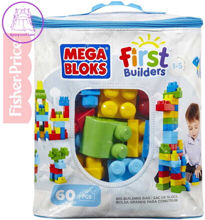 FISHER PRICE MEGA BLOKS Stavebnice 60 dílků v plastové tašce pro kluky