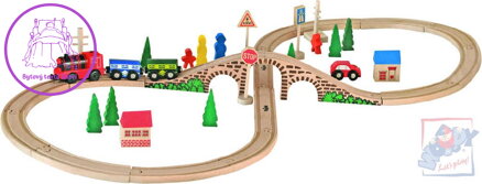 WOODY Vláčkodráha OSMIČKA s elektrickou mašinkou *DŘEVĚNÉ HRAČKY*