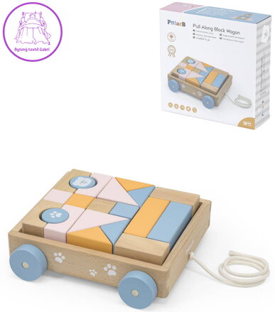 VIGA DŘEVO PolarB Vozík s kostkami baby stavebnice *DŘEVĚNÉ HRAČKY*