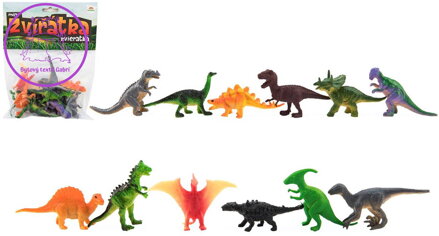 Zvířátko dinosaurus gumové 6-7cm různé druhy set 12ks v sáčku