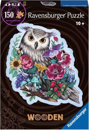 RAVENSBURGER DŘEVO Puzzle 150 dílků Tajemná sova 27x20cm skládačka