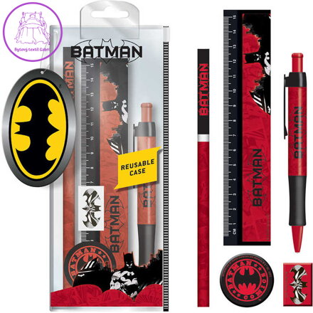 Školní set Batman psací potřeby s doplňky 5ks v plastovém pouzdře