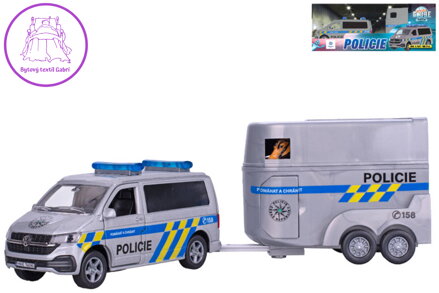 Auto VW policejní dodávka zpětný chod set se 2 koni a přívěsem česká policie CZ
