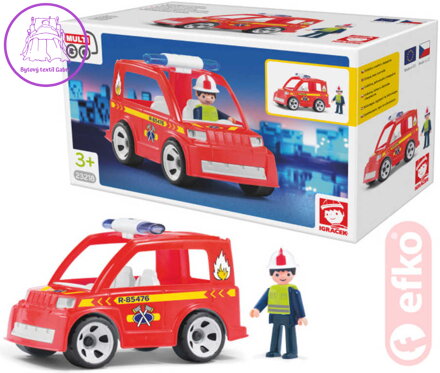 EFKO IGRÁČEK Hasičské auto set s hasičem a doplňky v krabičce STAVEBNICE