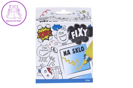 Fixy na sklo 8 barev set Lehce omyvatelné