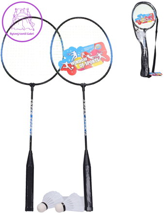 Badmintonový set 2 pálky 63cm + 2x plastový košíček v pouzdře na zip