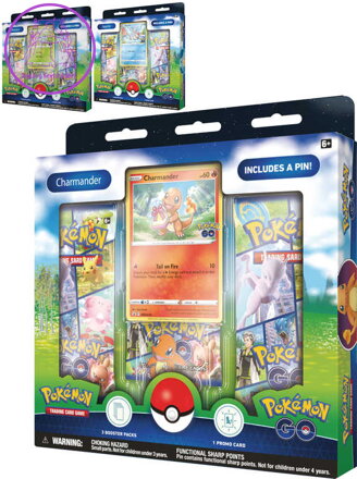 ADC Pokémon TCG: GO Pin Collection set 3x booster s doplňky 3 druhy