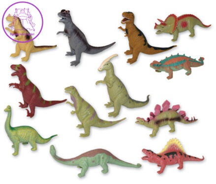 Zvířata dinosauři 15cm měkké gumové figurky zvířátka 12 druhů